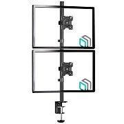 Крепление для двух мониторов ONKRON D208E чёрный, для 13"-34", наклон 45°, поворот 180°, нагрузка до 16 кг, расстояние до стола 87 мм Чёрный