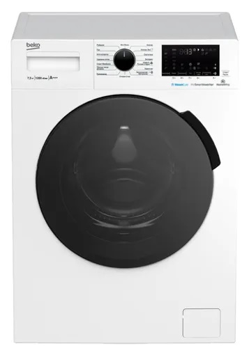 Стиральная машина Beko WSPE7H616W (49см / 7,5кг / 1200об / пар SteamCure™ / HomeWhiz®(Bluetooth) / OptiSense® / Инверторный мотор ProSmart™ / A+++)