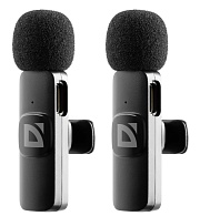 Микрофон петличный DEFENDER Talky-138, чёрный, на прищепке, 2 шт. Чёрный