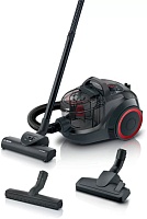 Пылесос Bosch Serie 4 BGS21POW2 (700 Вт, контейнер 2 л, чёрный/красный, турбощётка)