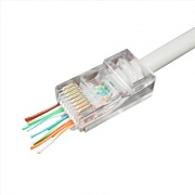 Коннектор Gembird RJ-45 (8P8C) кат.5 (упаковка 10 штук) со сквозным отверстием 