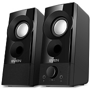 Колонки 2.0 SVEN 357 / 6W / USB-питание / Аудиовыходы на наушники и микрофон / Чёрный / корпус - пластик Чёрный