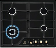 Поверхность газовая Electrolux EGS6436RK (Slimline 600 / Чёрн.сталь/чугун.решетки / 4 конфорки (1,9/1,0/1,9/WOK4,0 кВт) / газконтроль / электроподжиг)