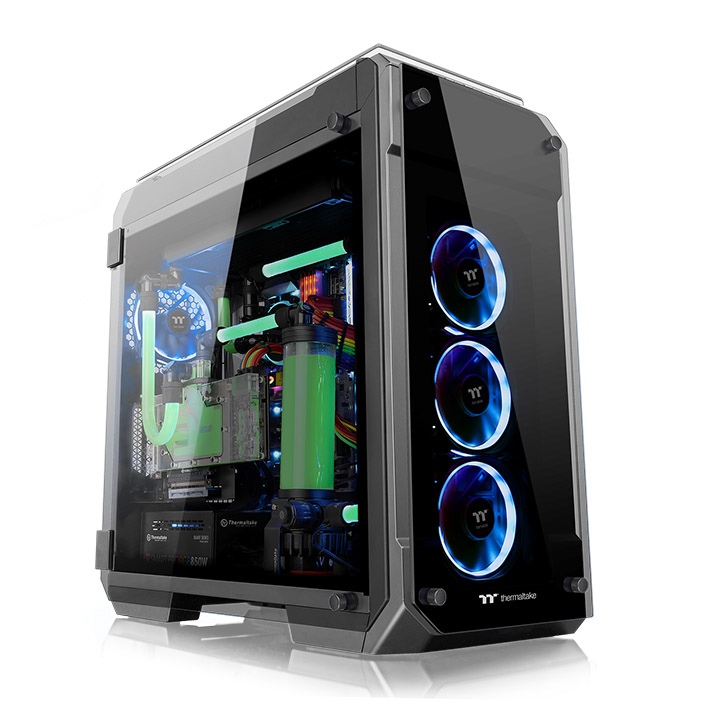 Корпус Thermaltake View 71 TG/Black/Win 2 вентилятора: 140 x 140 мм  2.5”x 4 or 3.5”x4(HDD Rack), 2.5”x 6 or 3.5” x 3 2*USB3, 2*USB2 CA-1I7-00F1WN-01