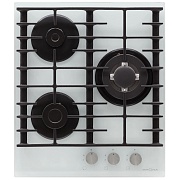 Поверхность газовая KRONA HAGEL 45 WH W (Узкая, 45 см / Белый / 3 конфорки /1,7 кВт / 1 кВт / 3,8 кВт WOK / закаленное стекло / чугун. реш.) Белый