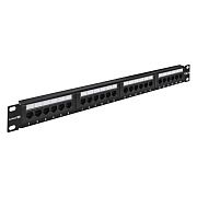 Патч панель ExeGate UTP cat.5e 24 port (19", 1U, Black) EPP3-19-24-8P8C-C5e-110D 