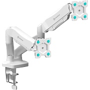 Крепление для двух мониторов ONKRON G160 белый, для 13"-32", наклон 55°, поворот 180°, нагрузка до 16 кг, расстояние до стола 0-485 мм Белый