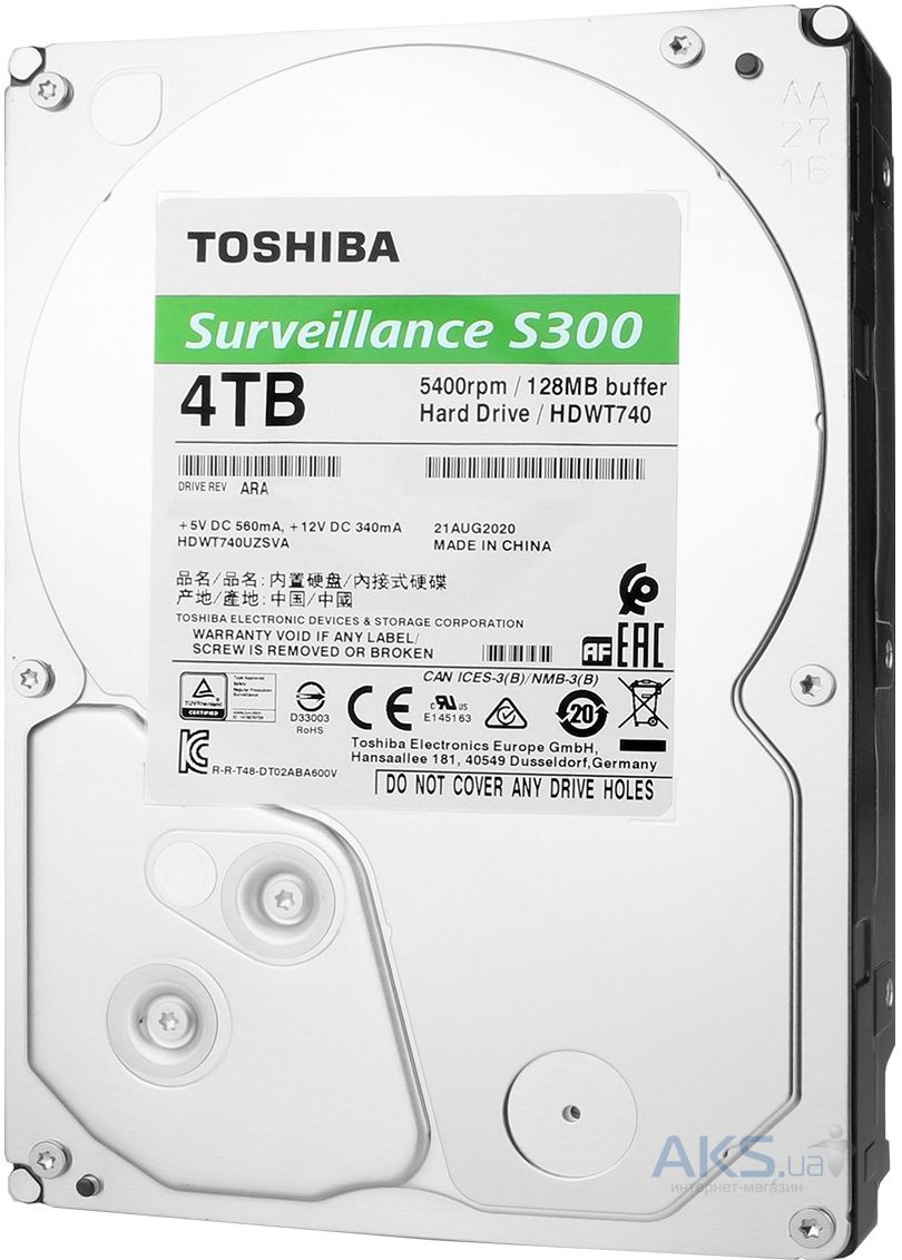 Жесткий диск  4000Gb Toshiba  256Mb SATA HDWT840UZSVA/HDKPB08Z0A01 SURVEILLANCE  для систем наблюдения 