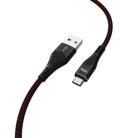 Кабель TFN micro-USB - USB, плетеный, 3A, 1 метр, черный (TFN-CFZMICUSB1MBK)