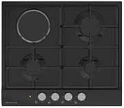 Поверхность комбинированная Schaub Lorenz SLK GS6227 (Чёрная сталь / 3 газ. конфорки / 1 эл. конфорка / чугун. реш. / газ-контроль / эл. поджиг)