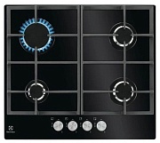 Поверхность газовая Electrolux EGG6426SK (Чёрное стекло / чугун. решетки / 4 конфорки (2,0/2,0/1,0/3,0 кВт) / газконтроль / электроподжиг)