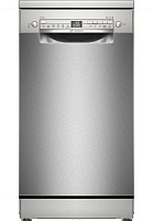 Машина посудомоечная отдельностоящая 45 см Bosch SPS2HKI57E (10 комплектов / 2 полки / Расход воды - 8,9 л / Home Connect / AntiFinger Silver) Серый