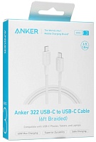 Кабель Anker 322 Type C - Type C, 1.8м, (60W), Белый
