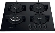 Поверхность газовая Whirlpool GOR 625/NB1 (Чёрная / 4 конфорки / Чугунные решетки / Закаленное стекло / Электроподжиг / Газ контроль)