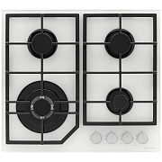 Поверхность газовая KRONA NEBEL 60 WH W (Белое стекло / 4 конфорки / (2/2/3,4/1 кВт) / WOK / чугун. реш. / электроподжиг / газ контроль)