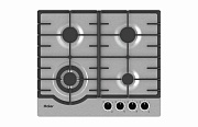 Поверхность газовая Haier HHX-M64RFVLX (Нерж. сталь / чугун. решетки / 4 конфорки (1,75/1,0/1,75/3,8 кВт) / WOK / газконтроль / электроподжиг)