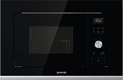 Микроволновая печь встраиваемая Gorenje BMX201AG1BG (Advanced / Чёрная + нерж. / 20 литров / ширина - 59,5 см / 800 Вт / Гриль 1000 Вт / AquaClean)