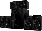 Колонки 5.1 SVEN HT-210 / 125W / Питание 220В / Bluetooth / USB / SD / FM / ПДУ / Optical-in / Coaxial-in / Чёрный / Корпус - дерево (MDF)