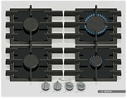 Поверхность газовая Bosch PPP6A2I40 (Serie6 / Белое стекло / чугун. решетки / 4 конфорки (1,75/1,0/1,75/3,0кВт) /FlameSelect/электроподжиг/ газконтр.)