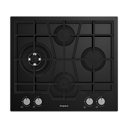 Поверхность газовая Hotpoint HG 62FD/BK (Чёрное стекло /чугун. решетки /4 конфорки(1,75/1,0/3,0/4,0кВт) / WOK / газконтр. / электропод.)
