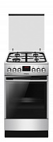 Плита комбинированная Hansa FCMS582258 (Нерж. сталь / духовка - 62 л / 4 газовые конфорки / чугунная решетка / электроподж. / газконтроль)