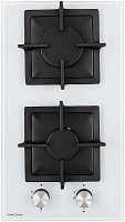 Поверхность газовая KRONA CALORE 30 WH (Белый / 2 конфорки /1,7 кВт / 2,6 кВт / закаленное стекло / чугун. реш.)