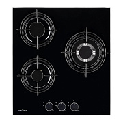 Поверхность газовая KRONA FELICE 45 BL (Узкая, 45 см / Чёрный / 3 конфорки / (1,75/1,0/3,8 WOK) кВт / закаленное стекло / эмаль. реш.)