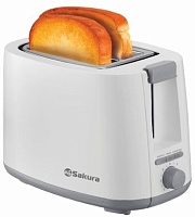 Тостер Sakura SA-7612W (750 Вт/ тостов - 2/ подогрев, размораживание, поддон для крошек/ белый)