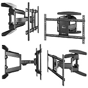 Кронштейн для ТВ ONKRON M6L-B чёрный, для 40"-75", наклон 8°, поворот 140°, нагрузка до 45,5 кг, расстояние до стены 54-500 мм Чёрный