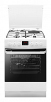 Плита комбинированная Hansa FCMW68209 (Белый / духовка - 62 л / 3 газ+1эл. конфорки / чугунная решетка / металл. крышка / электроподж. / газконтроль)