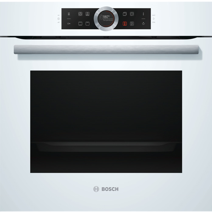 Духовой шкаф Bosch HBG632BW1S (Serie8 / 71 л / до 300 °C / белое стекло / Гриль / EcoClean (задняя стенка) / SoftClose / A+)