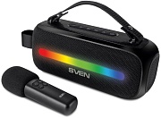 Беспроводная портативная колонка SVEN PS-255 / 2х6W / TWS / USB / Bluetooth / RGB подсветка / Батарея 3600mAh / Микрофон / Чёрный / материал - пластик