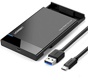 Внешний бокс для HDD 2.5" Ugreen US221 (30847) 2.5 Inch Hard Drive Box с кабелем USB 3.0. Длина кабеля: 30 см. Цвет: черный