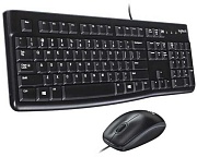 Проводной комплект клавиатура+мышь Logitech MK120, (Полноразмерная/1000 dpi/Кабель 1.8м), Черный