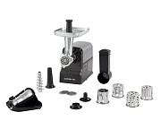 Мясорубка Polaris PMG 2585A RUS (2500 Вт / 2.8 кг/мин / корпус - металл, пластик / лоток - металл / реверс / 10 насадок / чёрный) 