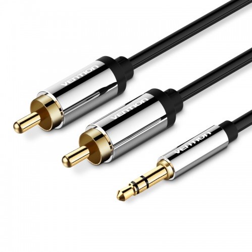 Кабель аудио Vention (3.5mm Jack M - 2xRCA M) длина 3м. черный