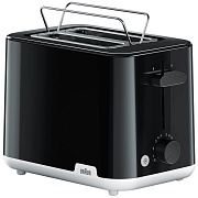 Тостер Braun HT1010BK (900 Вт/ тостов - 2/ подогрев, размораживание, решетка для подогрева булочек, поддон для крошек/ черный) 