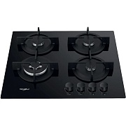 Поверхность газовая Whirlpool GOR 625/NB1 (Чёрная / 4 конфорки / Чугунные решетки / Закаленное стекло / Электроподжиг / Газ контроль) Чёрный