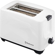 Тостер Sakura SA-7609W (750 Вт/ тостов - 2/ подогрев, поддон для крошек/ пластик / белый)