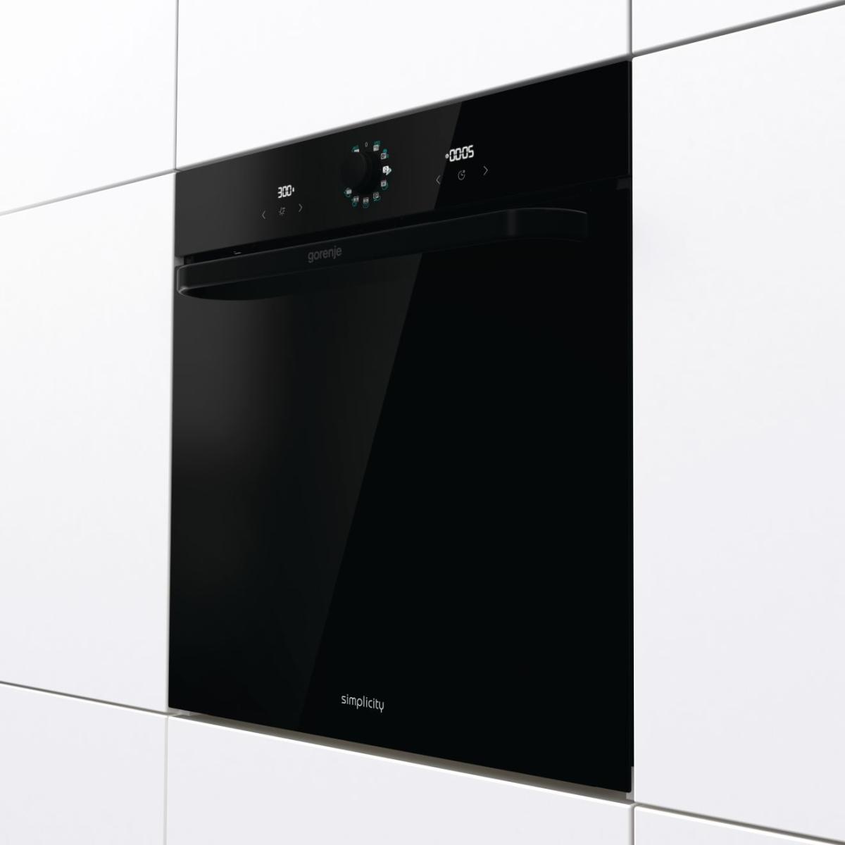 Духовой шкаф Gorenje BOS67371SYB (Simplicity 2.2 / 77 л / до 300 °C / Чёрный, стекло / AquaClean / PerfectGrill / съемные направляющие / А / IconLED)