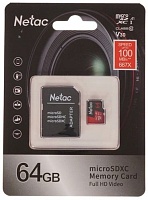 Память micro Secure Digital Card  64Gb class10 Netac Extreme Pro / c адаптером SD A1,V30,UHS-I Class3(U3) /NT02P500PRO-064G-R/