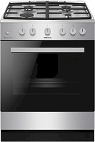 Плита комбинированная Hansa FCGS61129H (Нерж. сталь / духовка - 70 л / 4 газовые конфорки / чугунная решетка / электроподж. / газконтроль)