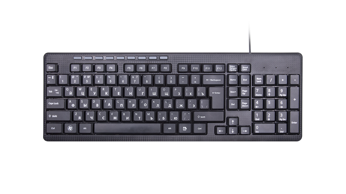 Клавиатура RITMIX RKB-155, русские буквы белые, 1.35м., черный