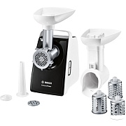 Мясорубка Bosch MFW3X13B (2000 Вт/ 2,5 кг/мин/ реверс/ 4 насадки / белый, чёрный) 