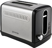 Тостер Gorenje T1100CLBK (1100 Вт/ тостов - 2/ подогрев, размораживание, поддон для крошек/ серебристо-черный) 