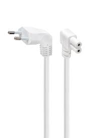 Кабель питания CEE 7/16 - IEC 320 C7 GEMBIRD (PC-184L-VDE-2.5M-W), сечение 0.75 кв.мм, ток до 10 А, угловые разъемы, белый, длина - 2.5 метра
