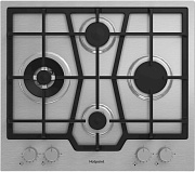 Поверхность газовая Hotpoint HGMTS 643 W IX (Нерж. сталь /чугун. решетки /4 конфорки(1,75/1,0/3/5 кВт) /WOK/ Flame Control / газконтр. / электропод.)
