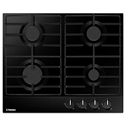 Поверхность газовая Hansa BHGS650103 (Чёрная эмаль сталь / чугун. решетки / 4 конфорки (1,8/1,0/1,8/2,8кВт) / газконтроль / эл.поджиг)
