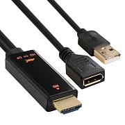 Конвертер HDMI-DisplayPort ExeGate EX-A-HDMIM-DPFU2 (19M/U2AM+20F, с питанием USB2.0) 