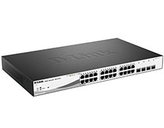 Коммутатор D-LINK DGS-1210-28P/F3, 24 порта 10/100/1000Base-T с поддержкой PoE + 4 комбо-порта 100/1000Base-T/SFP